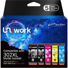 Uniwork Remanufactured Replacement for Epson 302XL Ink Cartridges 5 Pack in Saudi Arabia