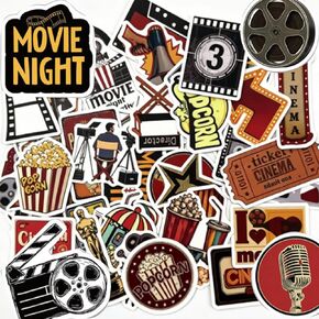 100Pcs Movie Night Stickers, Vinyl Decals for Laptops and Bottles in Saudi Arabia