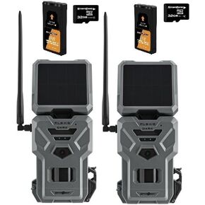 SPYPOINT Flex-S Dark Solar Cellular Trail Camera, Integrated Solar Panel, On-Demand Capable, LTE Connectivity, 100-foot Detection Range with LIT-22 Rechargeable Batteries 32GB SD Cards (2 Pack) in Saudi Arabia