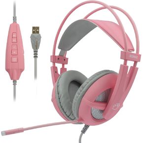 SOMIC G238 Gaming Headset 7.1 Surround Sound for PC, Laptop, Over Ear Wired Headphone with Mic, On Ear Volume Control, Pink in Saudi Arabia