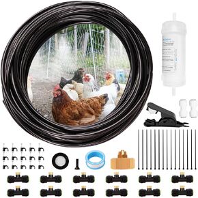 Misting Cooling System, 36FT (11M) Misting Line + 12 Brass Mist Nozzles + Water Filter + Brass Adapter(3/4") Outdoor Mister for Patio Garden Greenhouse Trampoline Coop (Green) in Saudi Arabia