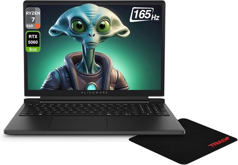 Alienware 15 Gaming Laptop, AMD Ryzen 7 260, 64 GB DDR5 RAM, 4 TB PCIe SSD, 15.3" WUXGA (1920x1200) 165 Hz, NVIDIA G-Force RTX 5060, Backlit Keyboard, W11 Home, Nova Black + Traix Mousepad in Saudi Arabia