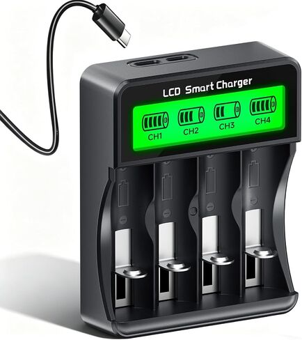 3.7V Rechargeable Battery Charger for CR123A, 16340, 16500, 10400, 14430, 14500, 3.7V Batteries, for Arlo VMC3030 VMK3200 VMS3330 3430 3530 Camera Battery | USB 5V/2A Input, 4 Slot Independent Slots in Saudi Arabia