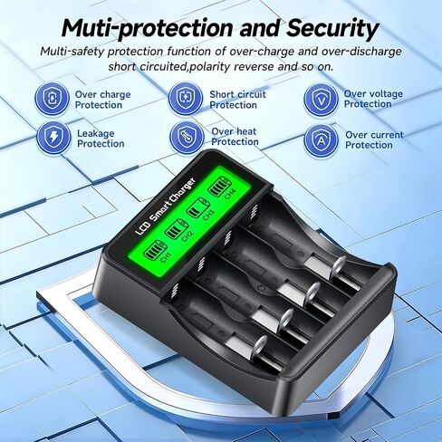3.7V Rechargeable Battery Charger for CR123A, 16340, 16500, 10400, 14430, 14500, 3.7V Batteries, for Arlo VMC3030 VMK3200 VMS3330 3430 3530 Camera Battery | USB 5V/2A Input, 4 Slot Independent Slots in Saudi Arabia
