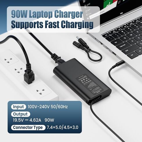 90W/65W Laptop Charger Compatible with Dell Latitude 5400/5410/ 7400/7410 E6420/ E6430/ E6440; Inspiron 15 5559/3542; Vostro 3500/3560; XPS 13 9343/9350 AC Adapter Power Supply (Non-USB-C) in Saudi Arabia