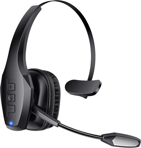 Trucker Bluetooth Headset, Wireless Headset with Mic, Bluetooth Headsets with Dual Noise Cancelling Microphone & Mute Button, 55Hrs Working Time PC Headsets for Cell Phones, Computer, Truck Driver in Saudi Arabia