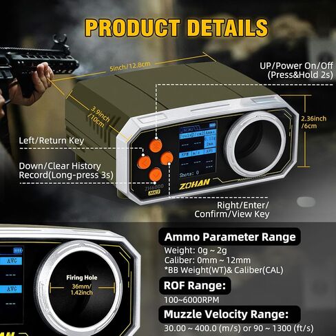 ZOHAN ZH6000 Rechargeable Airsoft Chronograph, BB Gun FPS Tester in Kuwait
