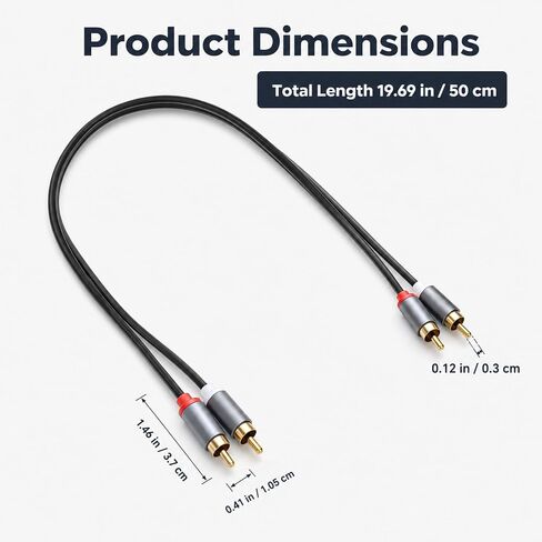 2 Pcs Audio Cables with Phono Plugs- 1.64 Ft Stereo Cable Male to Male in Kuwait
