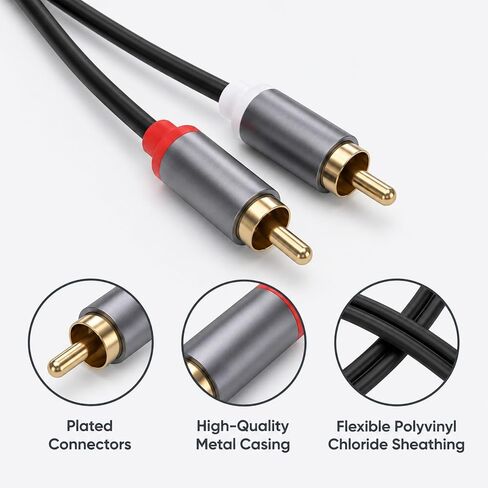 2 Pcs Audio Cables with Phono Plugs- 1.64 Ft Stereo Cable Male to Male in Kuwait
