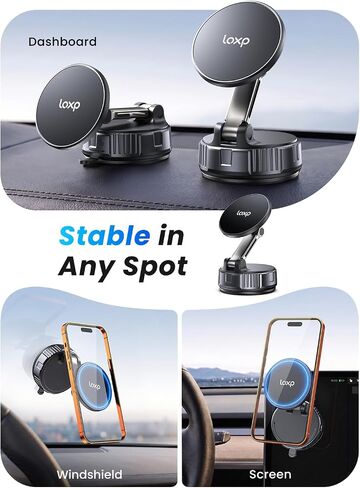 LOXP for MagSafe Car Mount, Vacuum Phone Holders for Your Car, Black in Saudi Arabia