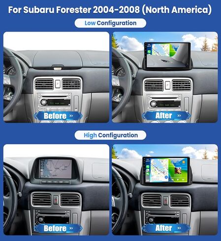 راديو سوبارو فورستر 2004-2008 مع Carplay Android Auto لاسلكيًا. 9 "IPS شاشة تعمل باللمس سيارة ترقية مشغل MP5 ستيريو بلوتوث DSP FM/RDS راديو Y-OUTUBE كاميرا احتياطية للفيديو عبر الإنترنت SWC مرآة الارتباط in Kuwait