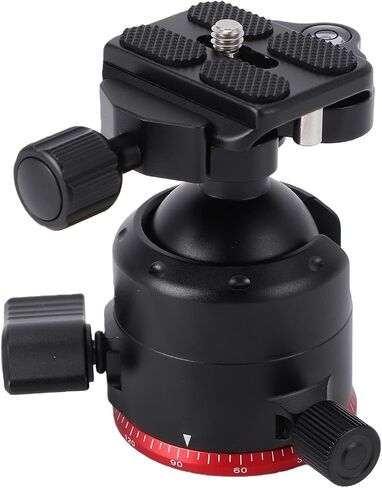 Bewinner 360 Panoramic Ball Head for DSLR Camera Tripod Mount, 3/8 Inch Thread Rotating Ball Head with Bubble Level, Heavy Duty Aluminum Alloy Arrow Storage Case Plate, 6KG Load Capacity for in Kuwait
