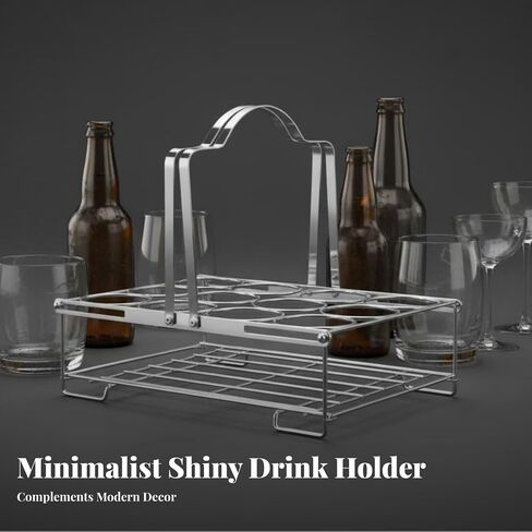 Stainless Steel Rack Bottle Carrier Holder Organizer with Strong Central Grip and Balanced Carry Suitable for Cocktail Hotel Service Weddings Receptions, Silver in Kuwait
