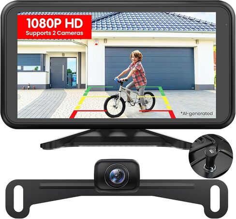 AUTO-VOX Wireless Backup Camera for Car Easy Install: No Delay 5" HD 1080P Rear View Camera with Clear Night Vision 2 Channels, IP69K Waterproof Back Up Camera System for Truck, Pickup, SUV, Van - W12 in Saudi Arabia