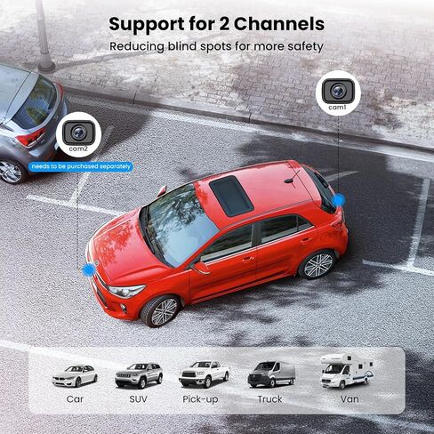 AUTO-VOX Wireless Backup Camera for Car Easy Install: No Delay 5" HD 1080P Rear View Camera with Clear Night Vision 2 Channels, IP69K Waterproof Back Up Camera System for Truck, Pickup, SUV, Van - W12 in Saudi Arabia