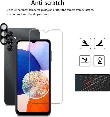 Designed For Samsung Galaxy A14 5G Tempered Glass Screen Protector 2-Pack Camera Lens Protector Film 2-Pack in Kuwait