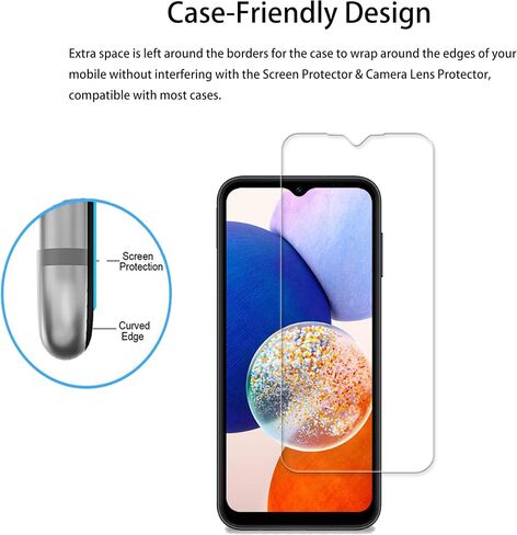Designed For Samsung Galaxy A14 5G Tempered Glass Screen Protector 2-Pack Camera Lens Protector Film 2-Pack in Kuwait