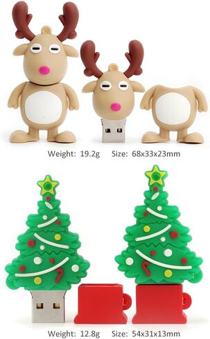 Christmas USB Flash Drive 5 Pack 8GB, Leizhan Novelty Thumb Drive Thanksgiving Memory Stick Santa Claus, Christmas Tree, Elk, Snowman, Dog Pendrive New Year Gift U Disk in Saudi Arabia