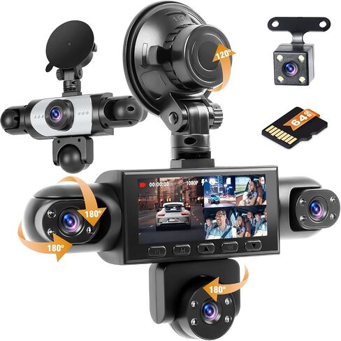 5 Channel Dash Cam 360° View, 1080P Front and Rear Inside, 64G in Saudi Arabia