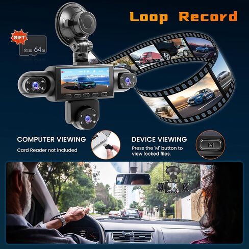 5 Channel Dash Cam 360° View, 1080P Front and Rear Inside, 64G in Saudi Arabia