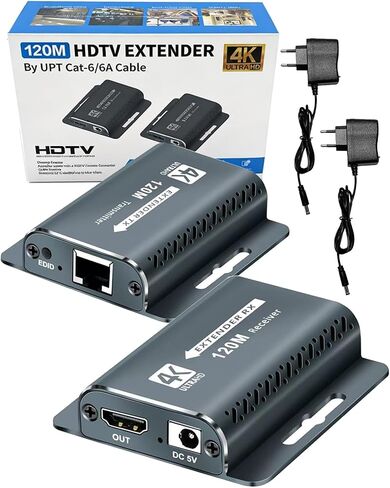 موسع HDMI عبر CAT5e/6 394 قدمًا، HDMI عبر إيثرنت 4K كحد أقصى، موسع HDTV عبر إيثرنت Cat6 واحد يصل إلى 394 قدمًا / 120 مترًا، جهاز استقبال مكرر يعمل على دعم Cat 4K بحد أقصى / 1080 بكسل كامل in Kuwait