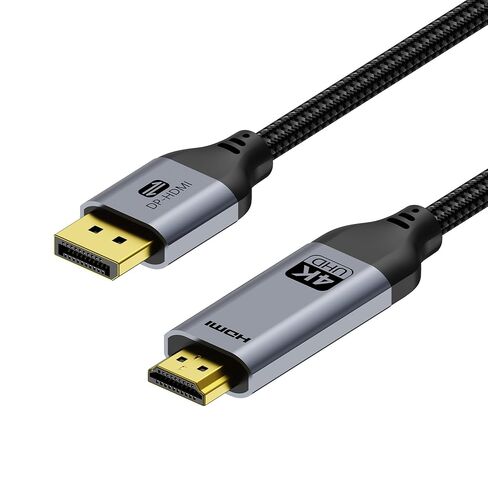 كابل HDMI ثنائي الاتجاه 4K إلى Displayport بطول 6.6 أقدام، كابل DisplayPort إلى HDMI 4K@60 هرتز 2K@120 هرتز DP 1.2 إلى HDMI 1.4 متوافق مع الكمبيوتر المحمول، الكمبيوتر الشخصي، الشاشة، PS5، Xbox، Switch 2، AMD، NVIDIA in Kuwait
