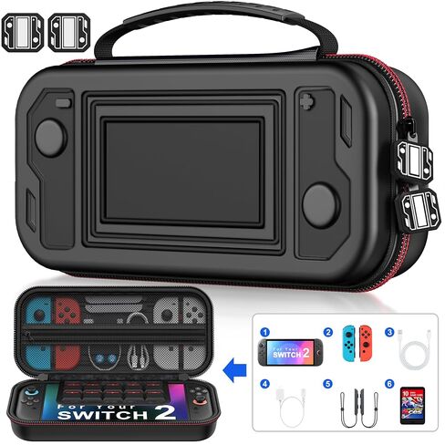 Switch Carrying Case for Nintendo Switch 2 (2025)/Switch/OLED, Switch Travel Carrying Case Hard Shell Protective for Nintendo Switch 2 Accessories, 10 Game Card Slots, Crush-resistant in Kuwait