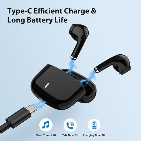 Bluetooth 5.3 Wireless Earbuds for iPhone 18 Pro Headphone with Mic Black in Saudi Arabia