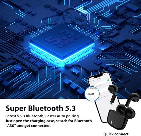 Bluetooth 5.3 Wireless Earbuds for iPhone 18 Pro Headphone with Mic Black in Saudi Arabia