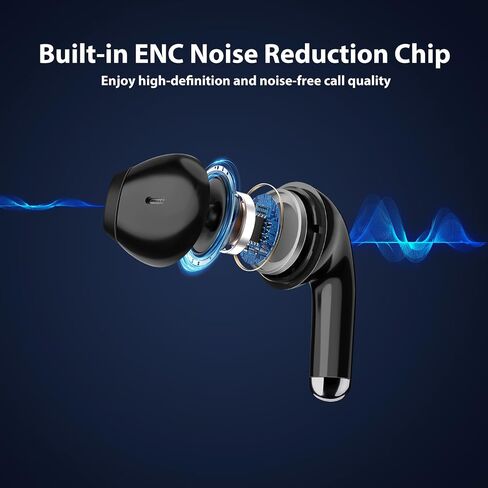 Bluetooth 5.3 Wireless Earbuds for iPhone 18 Pro Headphone with Mic Black in Saudi Arabia