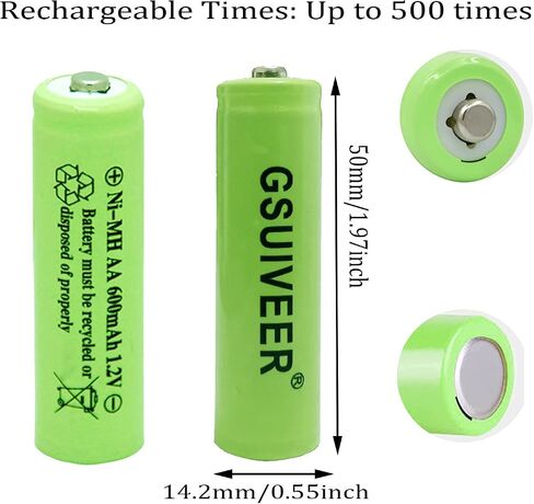 Ni-Mh AA 600mAh 1.2V Rechargable Batteries Pre-Charged for Outdoor Solar Lights,Garden String Light, Pathway Lights (8Pack AA) in Saudi Arabia