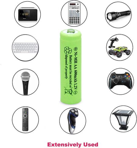 Ni-Mh AA 600mAh 1.2V Rechargable Batteries Pre-Charged for Outdoor Solar Lights,Garden String Light, Pathway Lights (8Pack AA) in Saudi Arabia