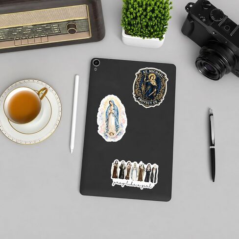 (3PSC) Blessed Virgin Mary Stickers, Our Lady of Grace Immaculate Mother Mary Catholic Stickers, Watercolor Waterproof Vinyl Decals for Water Bottles, Laptops, Prayer Journals, 3 x 2 Inch in Saudi Arabia