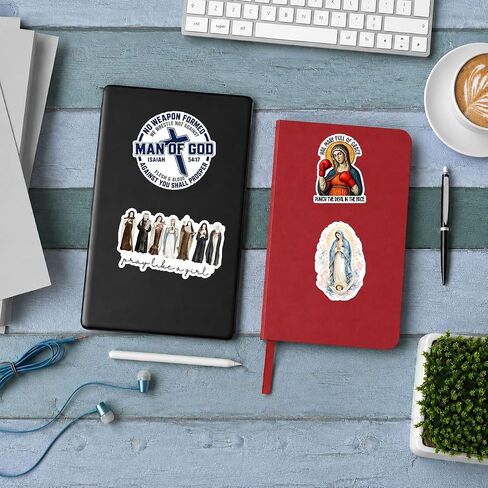 (3PSC) Blessed Virgin Mary Stickers, Our Lady of Grace Immaculate Mother Mary Catholic Stickers, Watercolor Waterproof Vinyl Decals for Water Bottles, Laptops, Prayer Journals, 3 x 2 Inch in Saudi Arabia