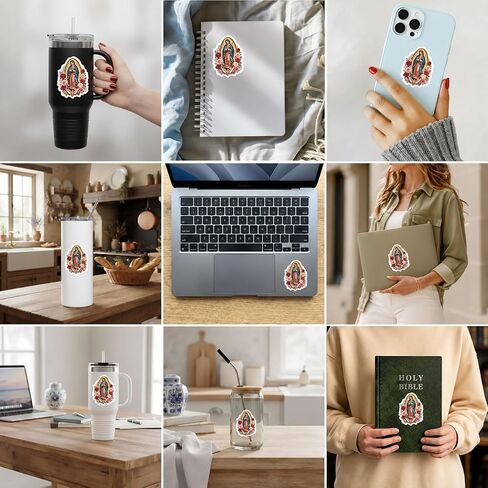 (3PSC) Blessed Virgin Mary Stickers, Our Lady of Grace Immaculate Mother Mary Catholic Stickers, Watercolor Waterproof Vinyl Decals for Water Bottles, Laptops, Prayer Journals, 3 x 2 Inch in Saudi Arabia