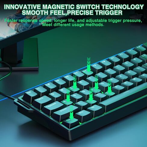 Aula WIN60 HE - 60% Mechanical Gaming Keyboard Wired, Hall Effect Magnetic Switch Keyboard+SM802 Wireless Gaming Mouse,24,000 DPI Max,Lightweight Computer Mouse for Laptop/PC in Kuwait