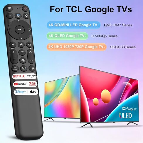 2 Pack Replacement for TCL Google TV Remote Control, RC813 Compatible with TCL QM8 / QM7 / S5 / S4 / S3 / Q7 / Q6 / Q5 4K UHD HDR LED QLED QD-Mini LED Full-HD Smart TVs (No Voice Function) in Kuwait