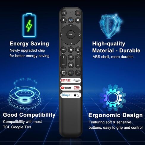 2 Pack Replacement for TCL Google TV Remote Control, RC813 Compatible with TCL QM8 / QM7 / S5 / S4 / S3 / Q7 / Q6 / Q5 4K UHD HDR LED QLED QD-Mini LED Full-HD Smart TVs (No Voice Function) in Kuwait