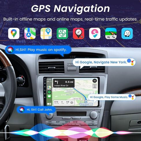 [8Core] Car Radio for Toyota Camry 2007-2011: 9 Inch 1280 * 800 HD Touchscreen Stereo with Wireless CarPlay Android Auto 5GWiFi Bluetooth5.0 FM 1080P Backup Camera GPS Split-Screen in Kuwait