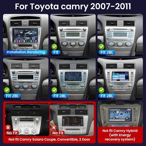 [8Core] Car Radio for Toyota Camry 2007-2011: 9 Inch 1280 * 800 HD Touchscreen Stereo with Wireless CarPlay Android Auto 5GWiFi Bluetooth5.0 FM 1080P Backup Camera GPS Split-Screen in Kuwait