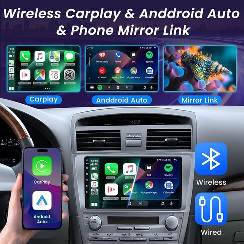 [8Core] Car Radio for Toyota Camry 2007-2011: 9 Inch 1280 * 800 HD Touchscreen Stereo with Wireless CarPlay Android Auto 5GWiFi Bluetooth5.0 FM 1080P Backup Camera GPS Split-Screen in Kuwait