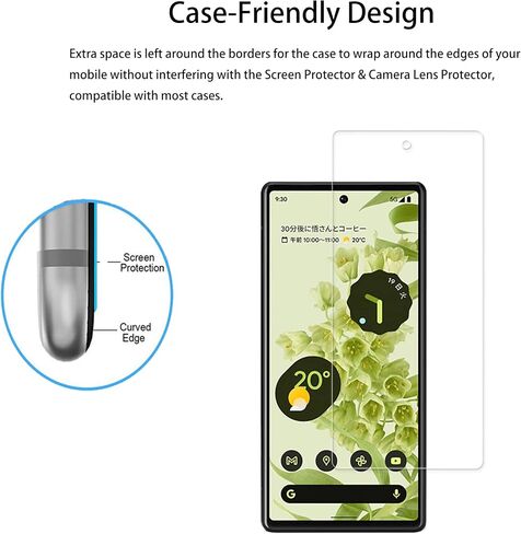 Easy Alignment Frame Designed For Google Pixel 6 Tempered Glass Screen Protector 2-Pack Camera Lens Protector Film 2-Pack in Saudi Arabia