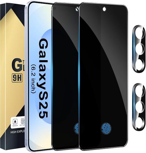 [2+2 Pack Privacy Screen Protector Compatible with Galaxy S22 Plus 5G - 2 Tempered Glass with 2 Camera Lens Protectors - HD Clear - Bubble-Free - Anti-Spy - Scratch Resistant in Saudi Arabia