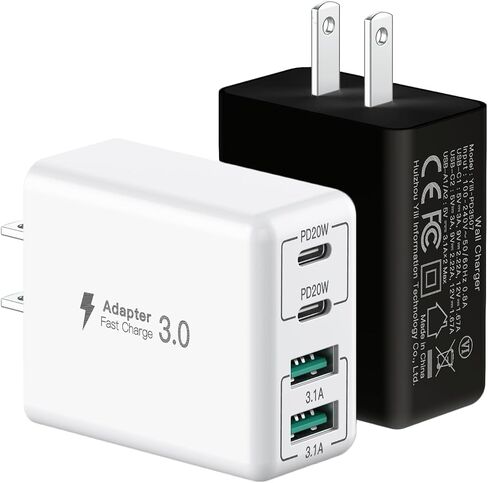 SCCVEE USB C Wall Charger, 40W 4-Port USB C Charger Block, Fast Charging Block Dual Port PD+QC Wall Plug Multiport Type C for iPhone 17/16/15/14/13/12/11/Pro Max/XS/XR/8/7/iPad/Samsung Phone/Tablet in Saudi Arabia