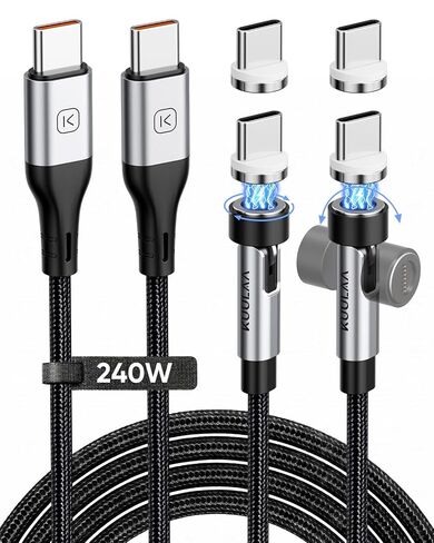 USB C to USB C Magnetic Charging Cable [2-Pack, 6.6ft], 240W Fast Charging 540° Rotating Magnetic Phone Charger for iPhone 17/16/15 Pro Max, iPad Pro/Air, MacBook Pro/Air, Samsung Galaxy S26 Ultra in Saudi Arabia