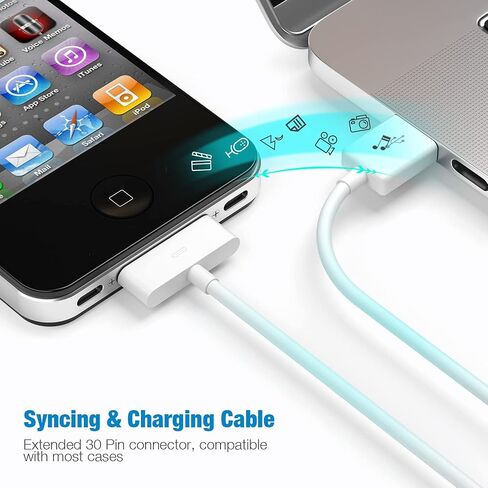 [Apple MFi Certified] 2 Pack 30-Pin to USB Cable for iPhone 4 Charging and Sync Data Connector Support for iPhone 4/4s/3G/3GS, iPad 3 2 1, iPod Touch/Classic/iPod Nano in Saudi Arabia