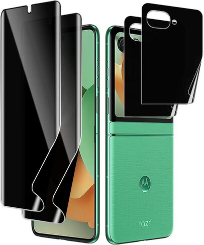 2 Pack Privacy Screen Protector for Motorola Razr 2025/2024 5G, [2 Main Screen + 2 Front Screen], Matte Anti-Spy TPU Shield Anti Scratch Bubble Free Touch Sensitive Case Friendly in Saudi Arabia
