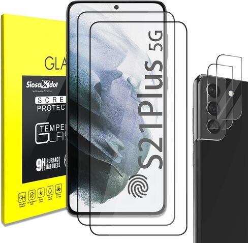 [2+2 Pack] Tempered Glass Screen Protector for Samsung Galaxy S21+ & Camera Lens Protector, Fingerprint Unlock, Clear Full Screen Coverage Protector for Samsung S21 plus 6.7 inch in Saudi Arabia