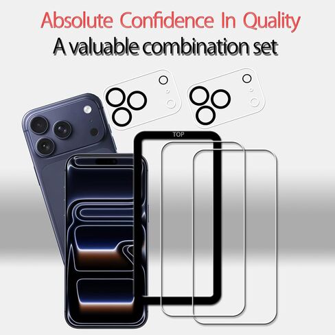 Screen Protector For iPhone17Promax Tempered Glass 2-Pack Camera Lens Protector Film 2-Pack With Easy Alignment Tool in Saudi Arabia