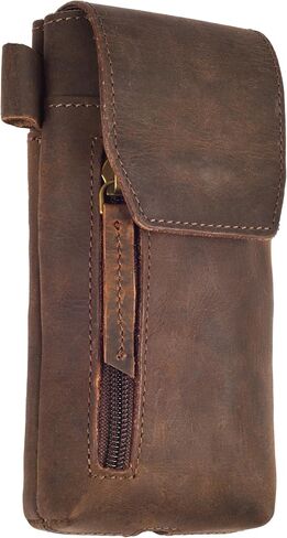 MDS Genuine Full-Grain Buffalo Leather Mobile Holster with Belt Clip 7"H x 3.5"W | Universal Carry Case Vertical Phone Pouch with Magnetic Closure Waist Belt Loop, Fits Most Smartphones, Rustic Brown in Saudi Arabia